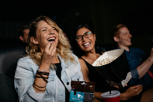 young woman with friends watching movie in cinema and laughing. Group of people in theater with popcorns and drinks. Comabt the sunday blues!

Therapy for depression can help with coping skills to improve mood, functioning, and relationships. You can also get help for anxiety counseling in Los Angeles, CA and with online therapy in California.  91364 I 91344 I 91307